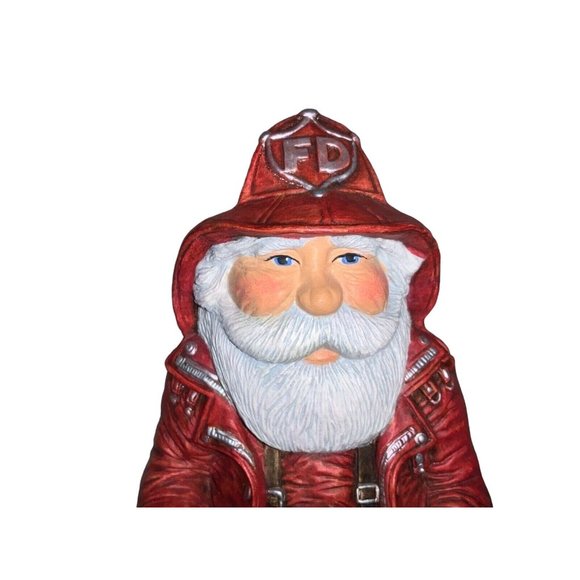 Santa Firefighter Fireman with  Dog Figurine-  9 inch Ceramic - Picture 2 of 7